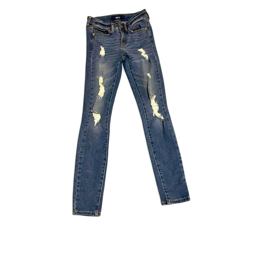 Aeropostale Blue Skinny Distressed Jeans